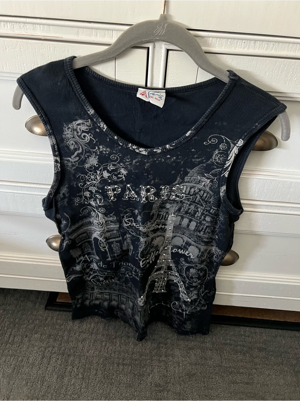 AX Paris Black Paris Graphic Sleeveless Tank